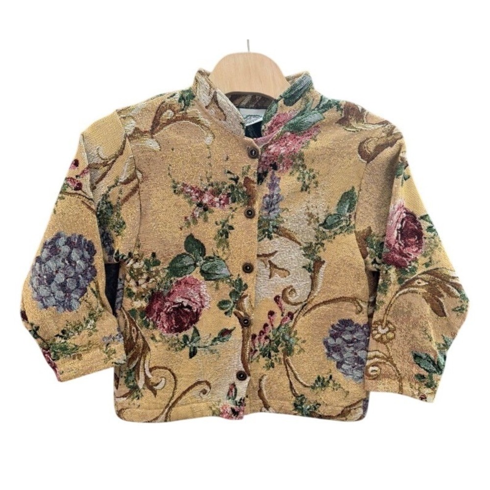 Sugar Street Weavers Vintage Floral Tapestry Jacket Cotton One Size Made in USA - Picture 1 of 11